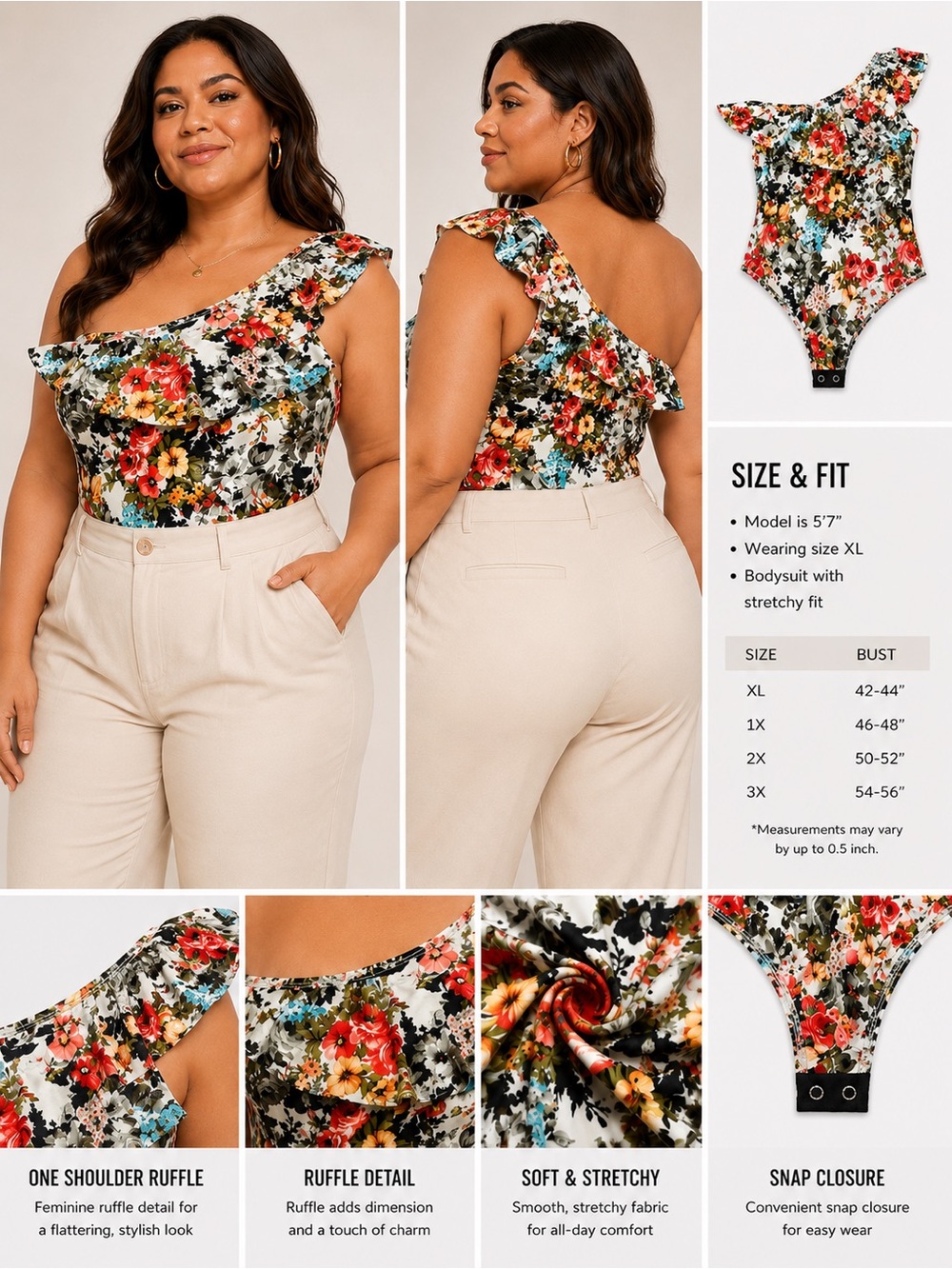 Floral Print Women’s Body Suit - Multicolor